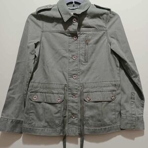 Levi's Womens Utility Jacket‎ Olive Green Button Front Military Style Size S